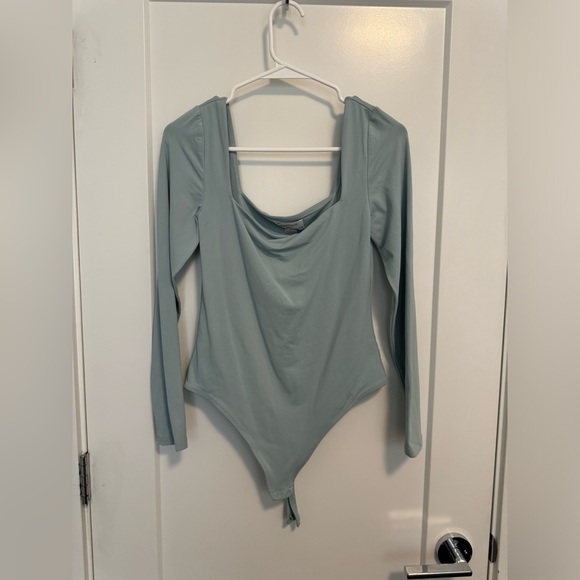Aritzia Contour Squareneck Bodysuit - aqua blue - Size L - Picture 1 of 4